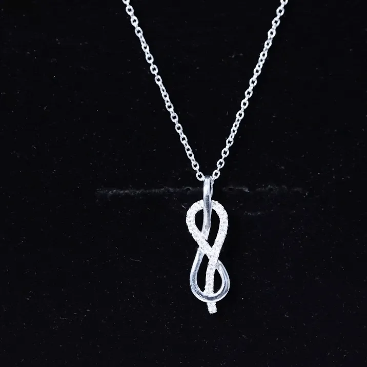 Minimal Moissanite Infinity Knot Style Pendant Necklace