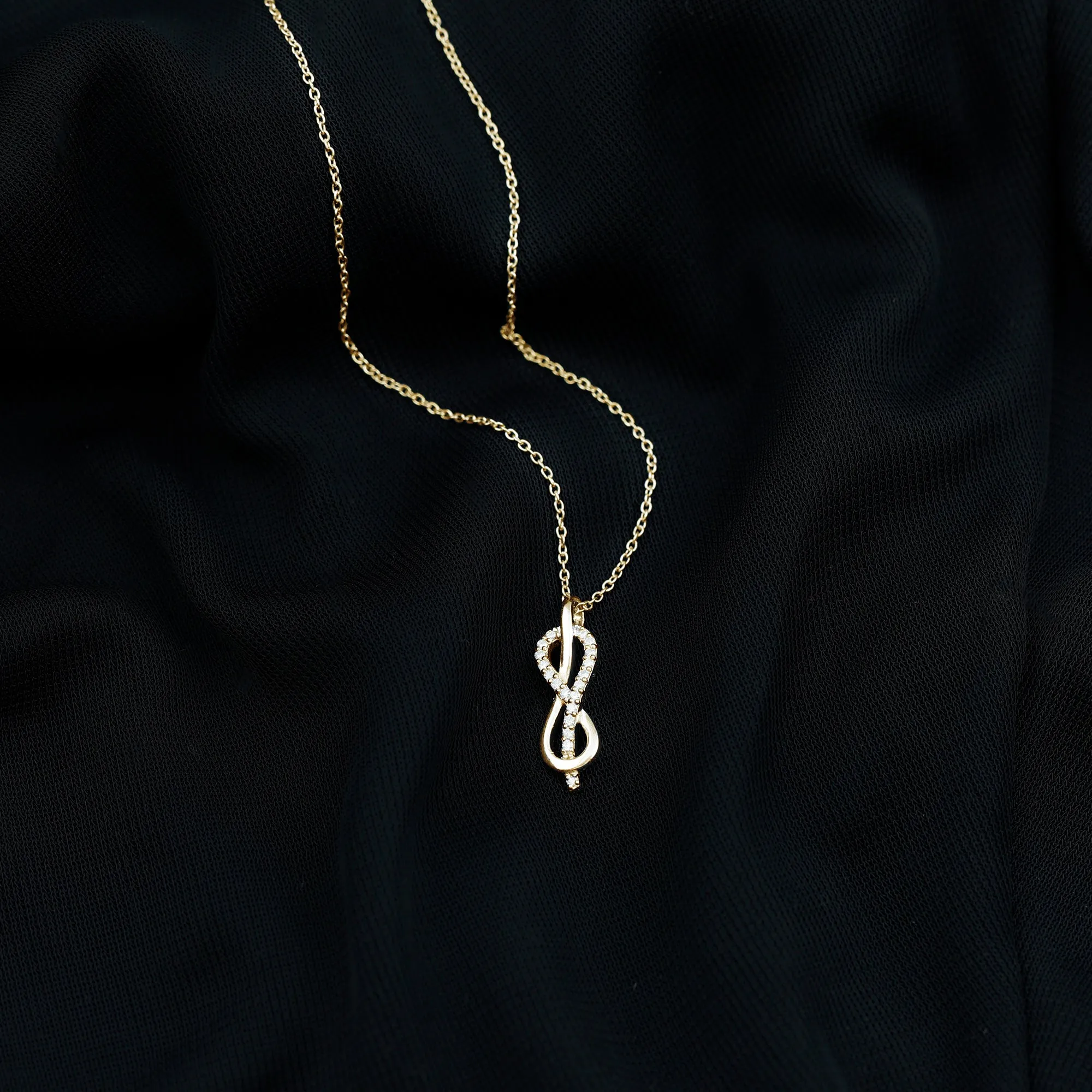Minimal Moissanite Infinity Knot Style Pendant Necklace