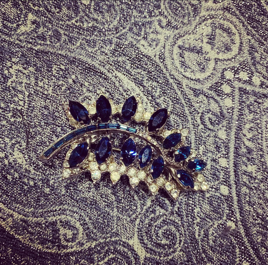 Mitchel Maer Sapphire  blue vintage brooch