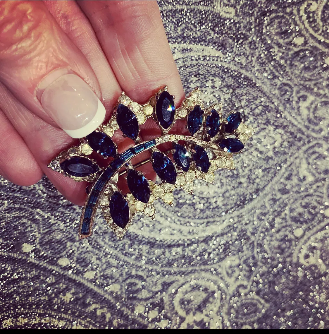 Mitchel Maer Sapphire  blue vintage brooch