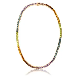 Mixed Gemstone Tennis Style Necklace