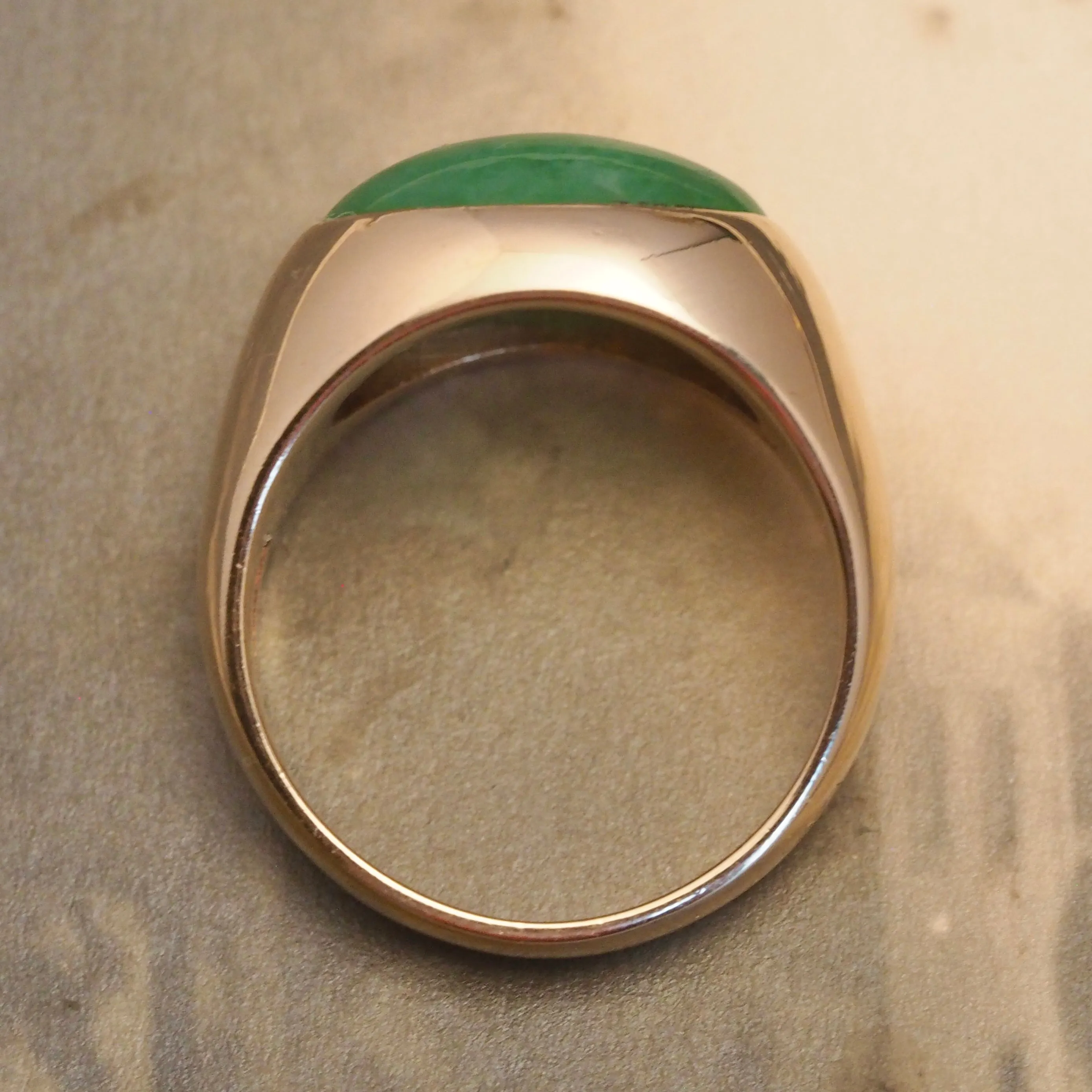 Modernist 14k Gold Jadeite Dome Ring