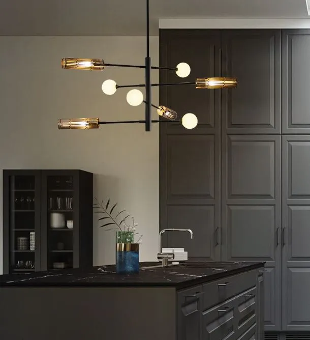 Monroe Class with Glass Mixed Shades Hanging Lamp