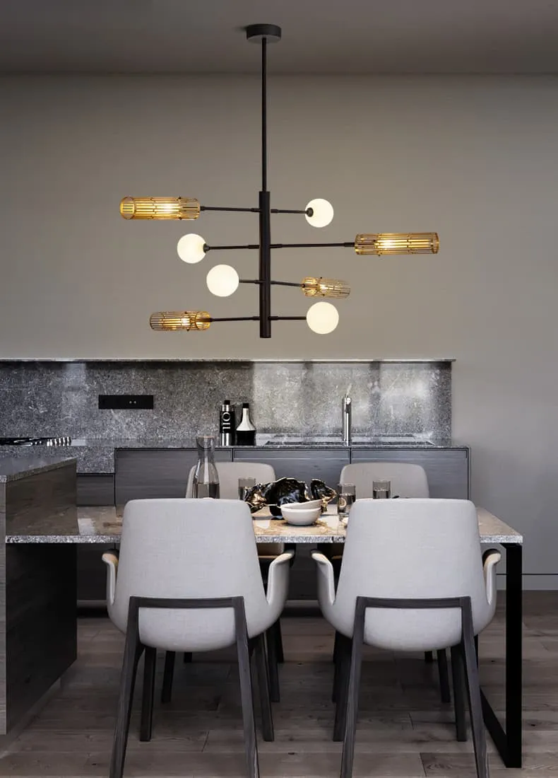 Monroe Class with Glass Mixed Shades Hanging Lamp