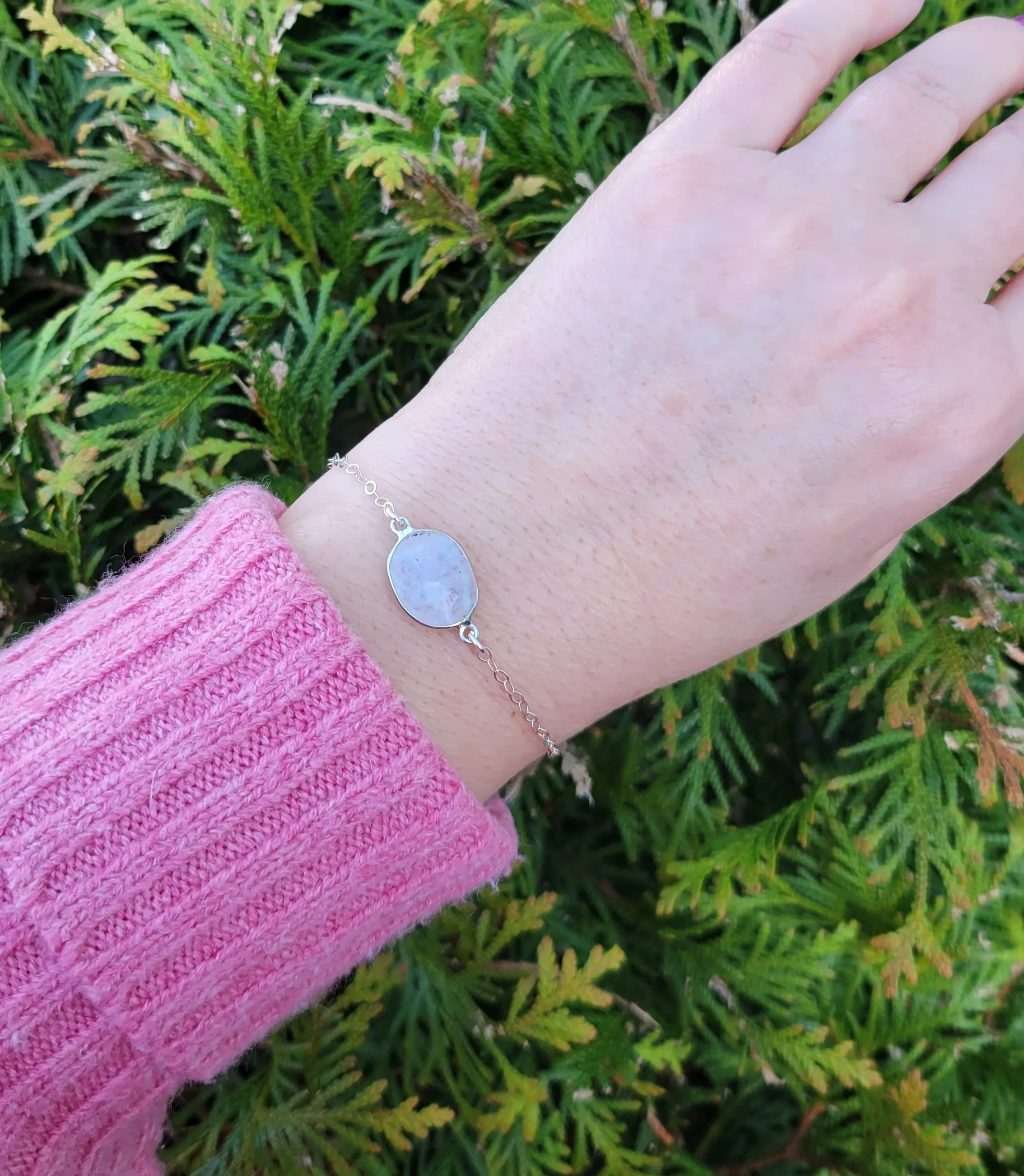 Moonstone Bracelet, Bridesmaid Gift, Dainty Silver or Gold Bracelet