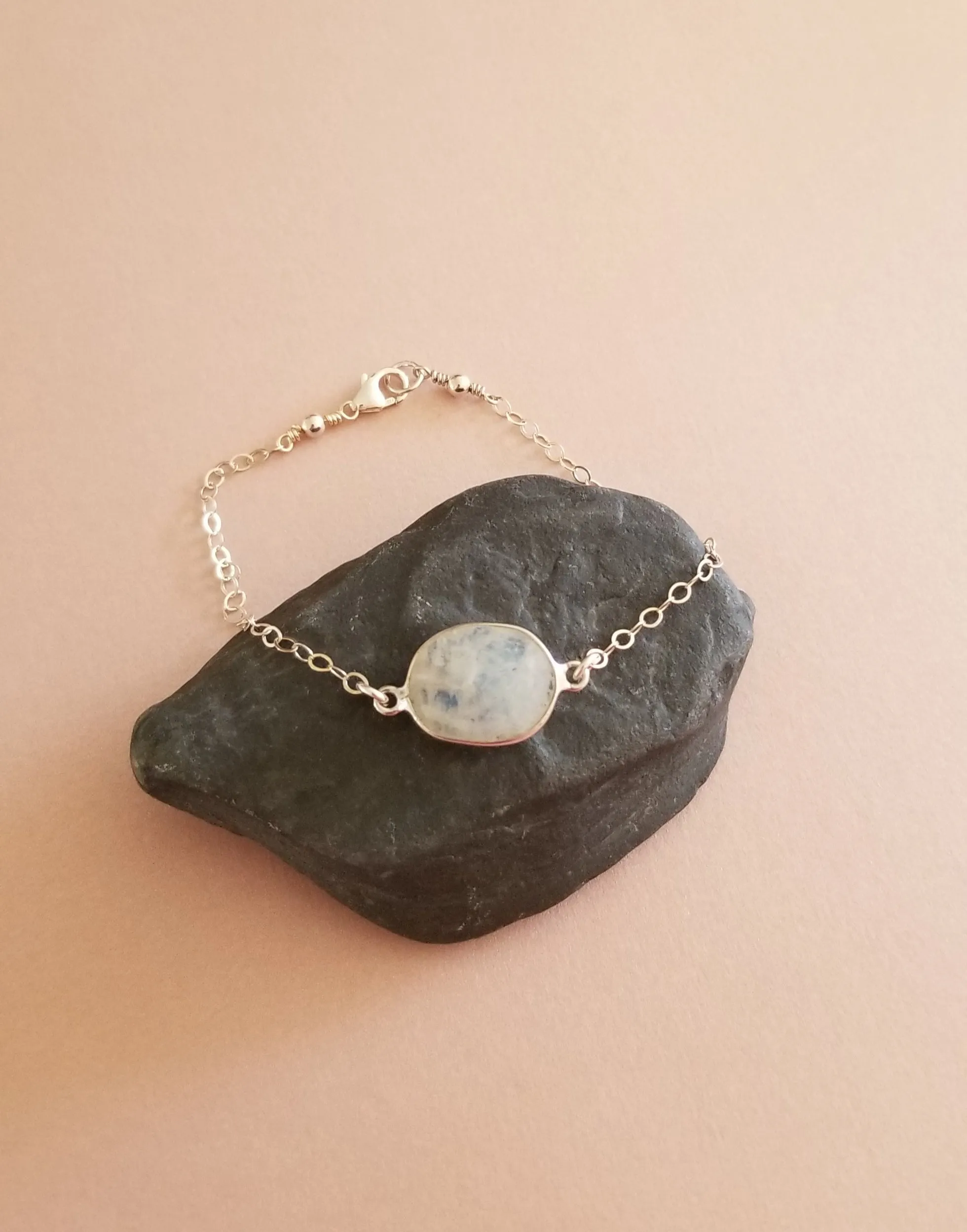 Moonstone Bracelet, Bridesmaid Gift, Dainty Silver or Gold Bracelet