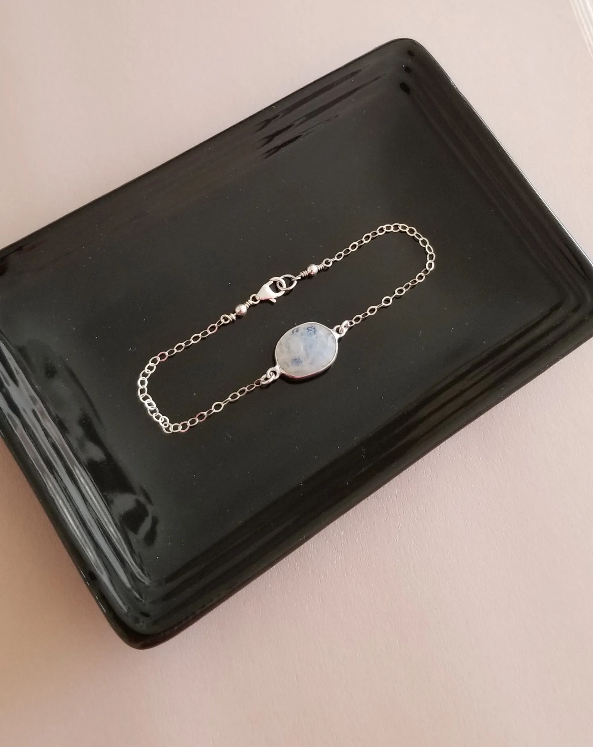 Moonstone Bracelet, Bridesmaid Gift, Dainty Silver or Gold Bracelet