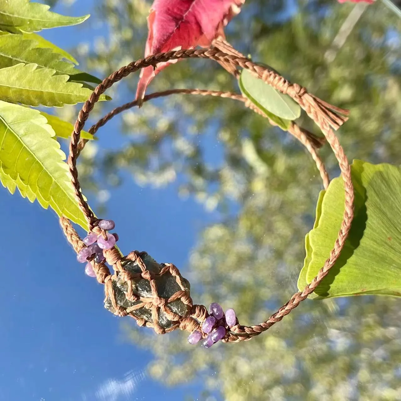 Moonstone Women Handmade Bracelets,Amethyst Bracelet,Fluorescent Gemstone ✨🌙💜