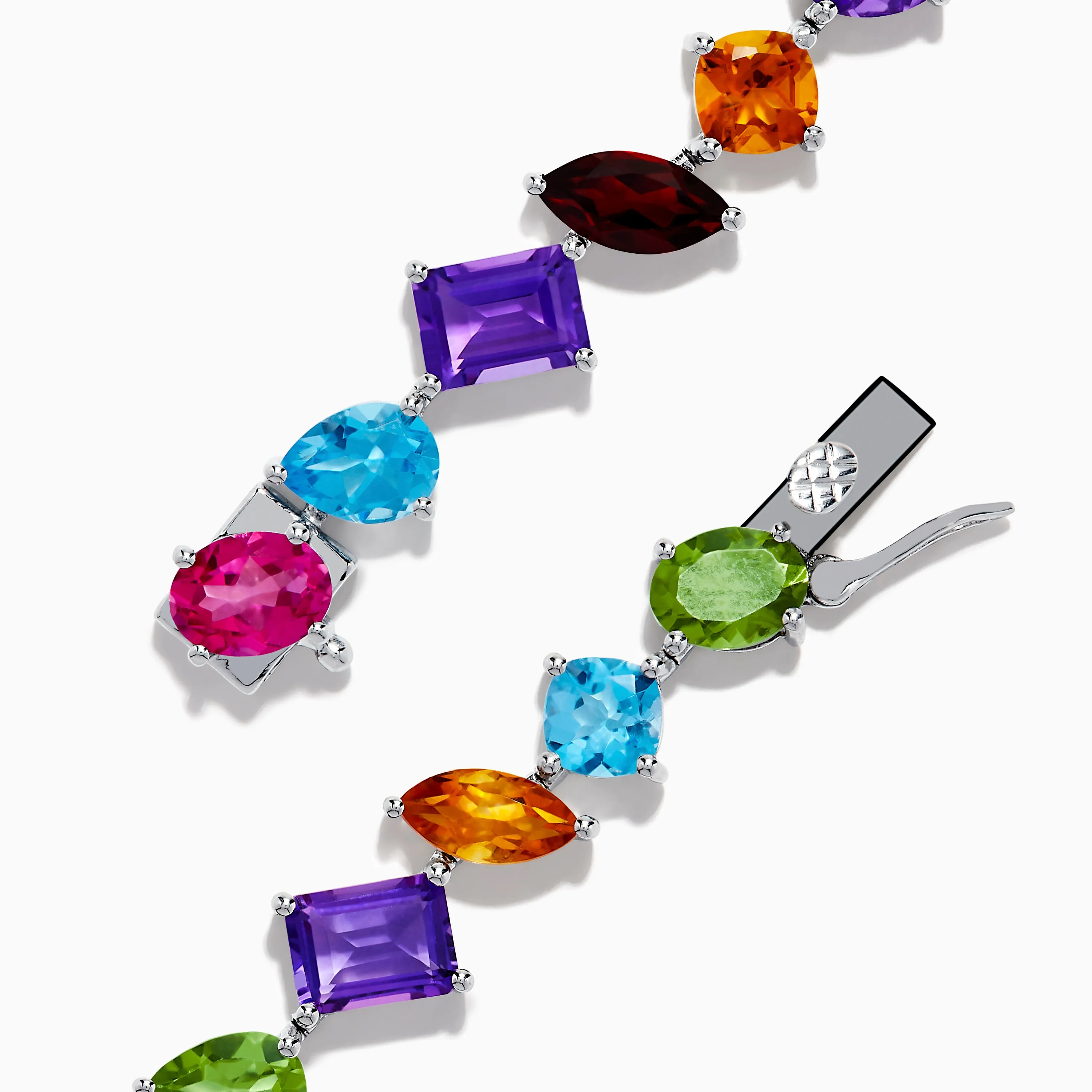 Mosaic 925 Sterling Silver Multi Gemstone Bracelet