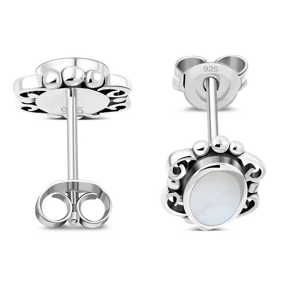 Mother of Pearl Sterling Silver Stud Earrings