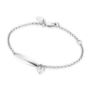 My First Diamond Kids Sterling Silver Heart Charm Bracelet