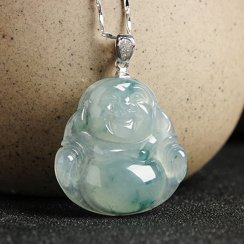 Natural Jade Pendant Jadeite Gold Buddha Pendant PT32