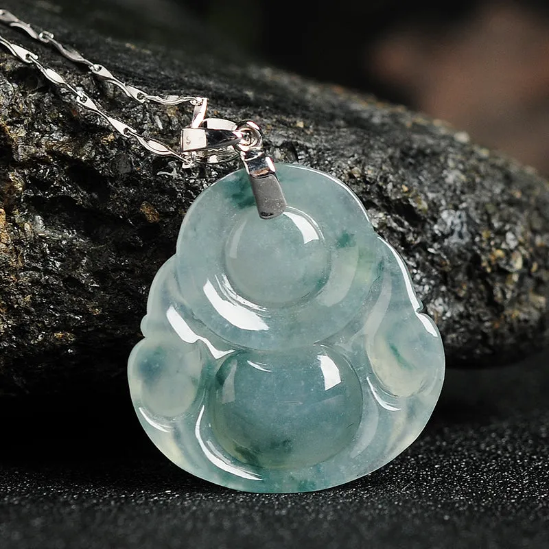 Natural Jade Pendant Jadeite Gold Buddha Pendant PT32