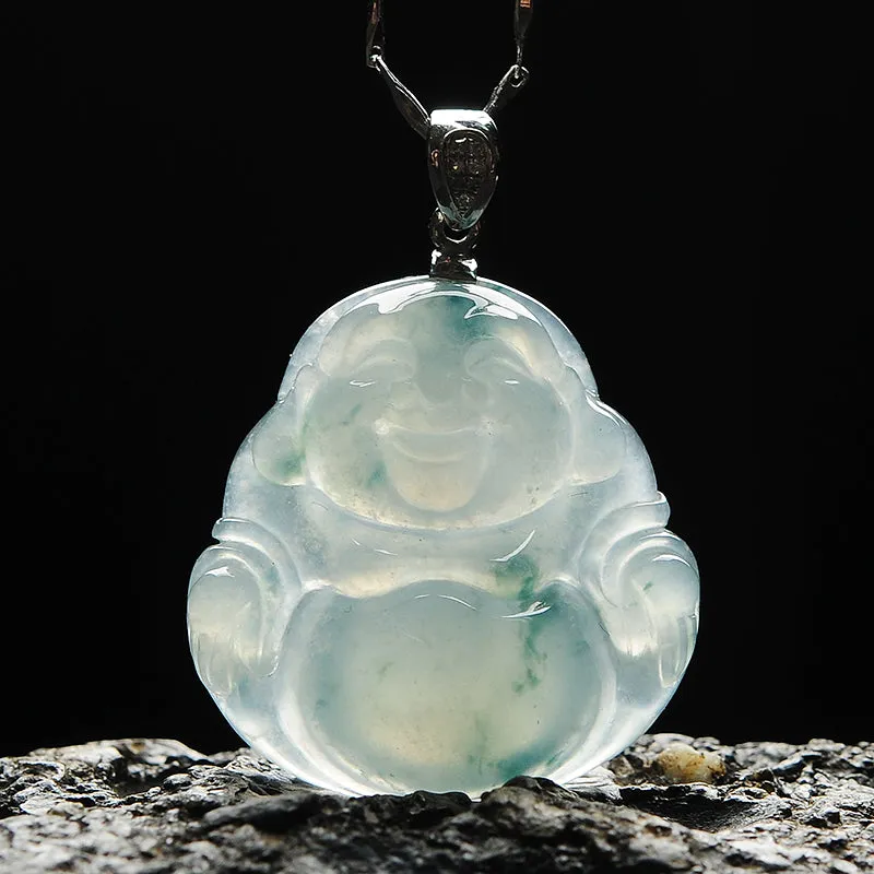 Natural Jade Pendant Jadeite Gold Buddha Pendant PT32