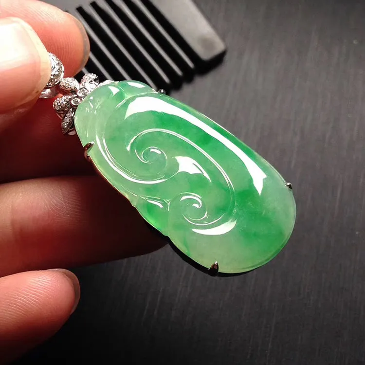 Natural Jade Pendant Jadeite Gold Ruyi Pendant PT306
