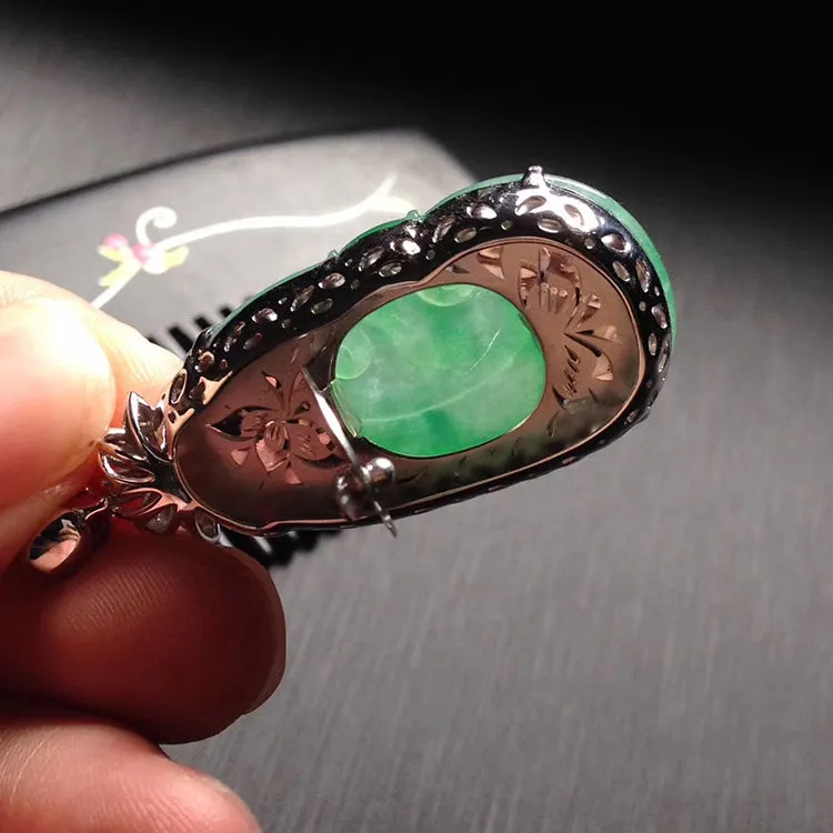 Natural Jade Pendant Jadeite Gold Ruyi Pendant PT306