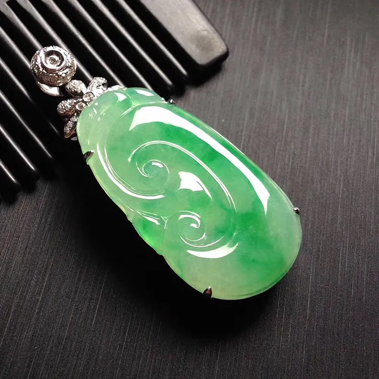 Natural Jade Pendant Jadeite Gold Ruyi Pendant PT306