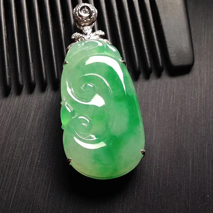 Natural Jade Pendant Jadeite Gold Ruyi Pendant PT306