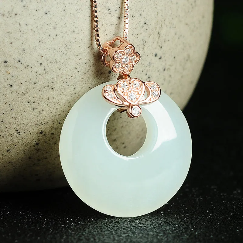 Natural Jade Pendant Nephrite Silver Pendant PT18