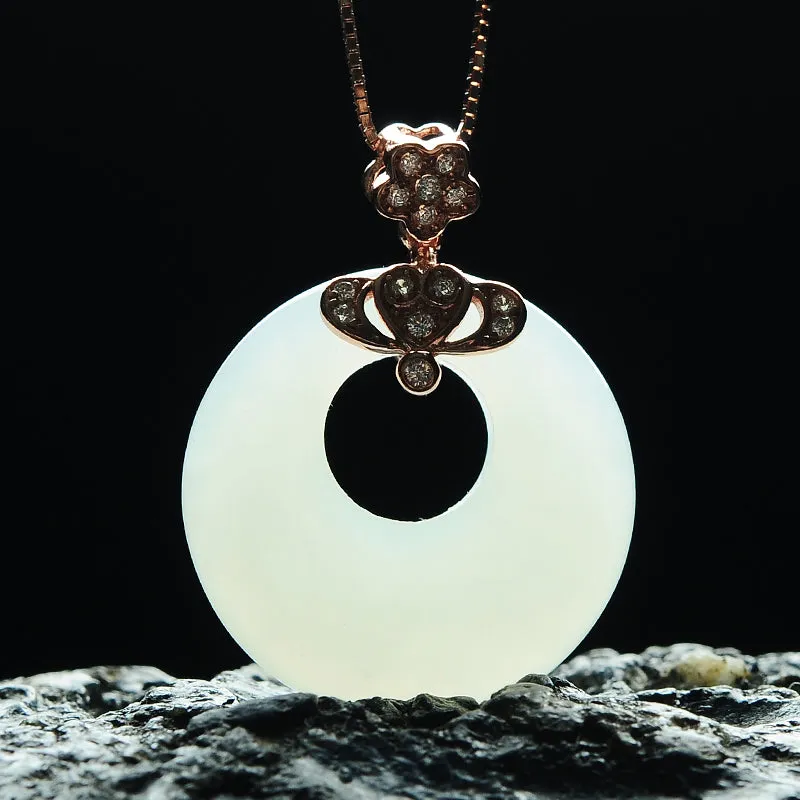 Natural Jade Pendant Nephrite Silver Pendant PT18