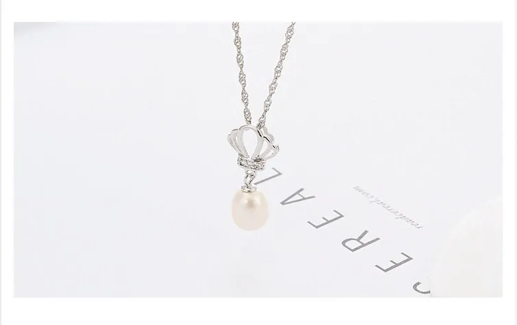 Necklace Pendant Setting Blank 7mm 1pc 0.6g 925 Sterling Silver Crown Shape Base for 1 Pearl Bead Wholesale Available
