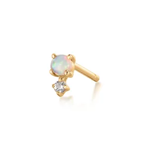 OCTOBER | Opal and White Sapphire Stud Earring