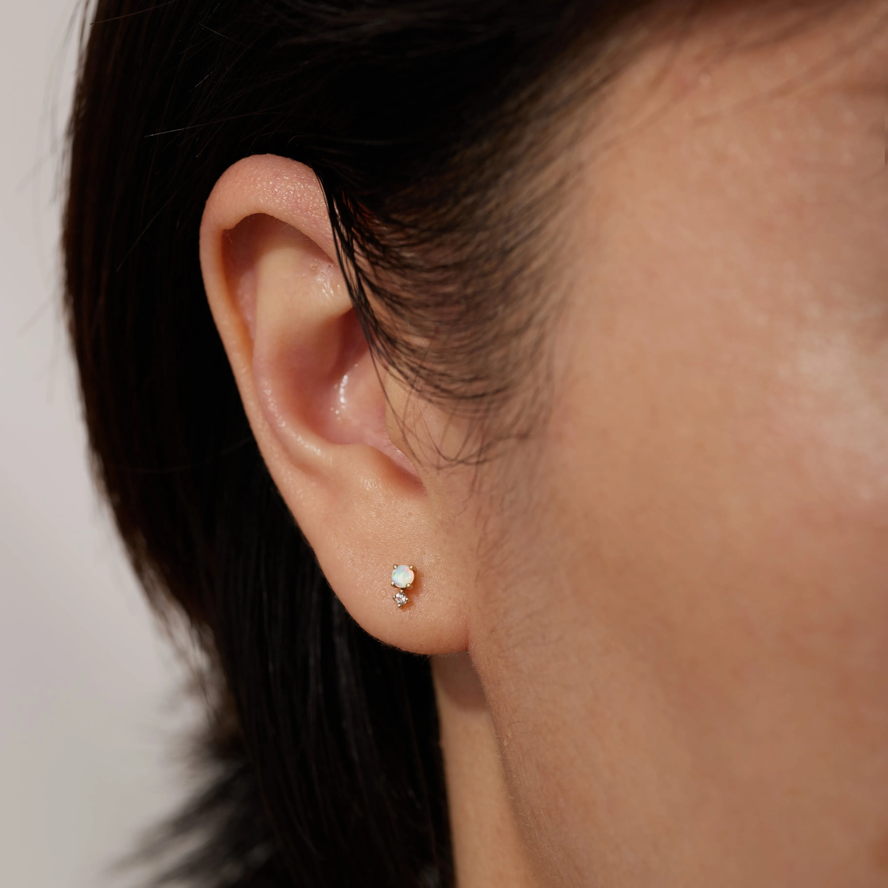 OCTOBER | Opal and White Sapphire Stud Earring