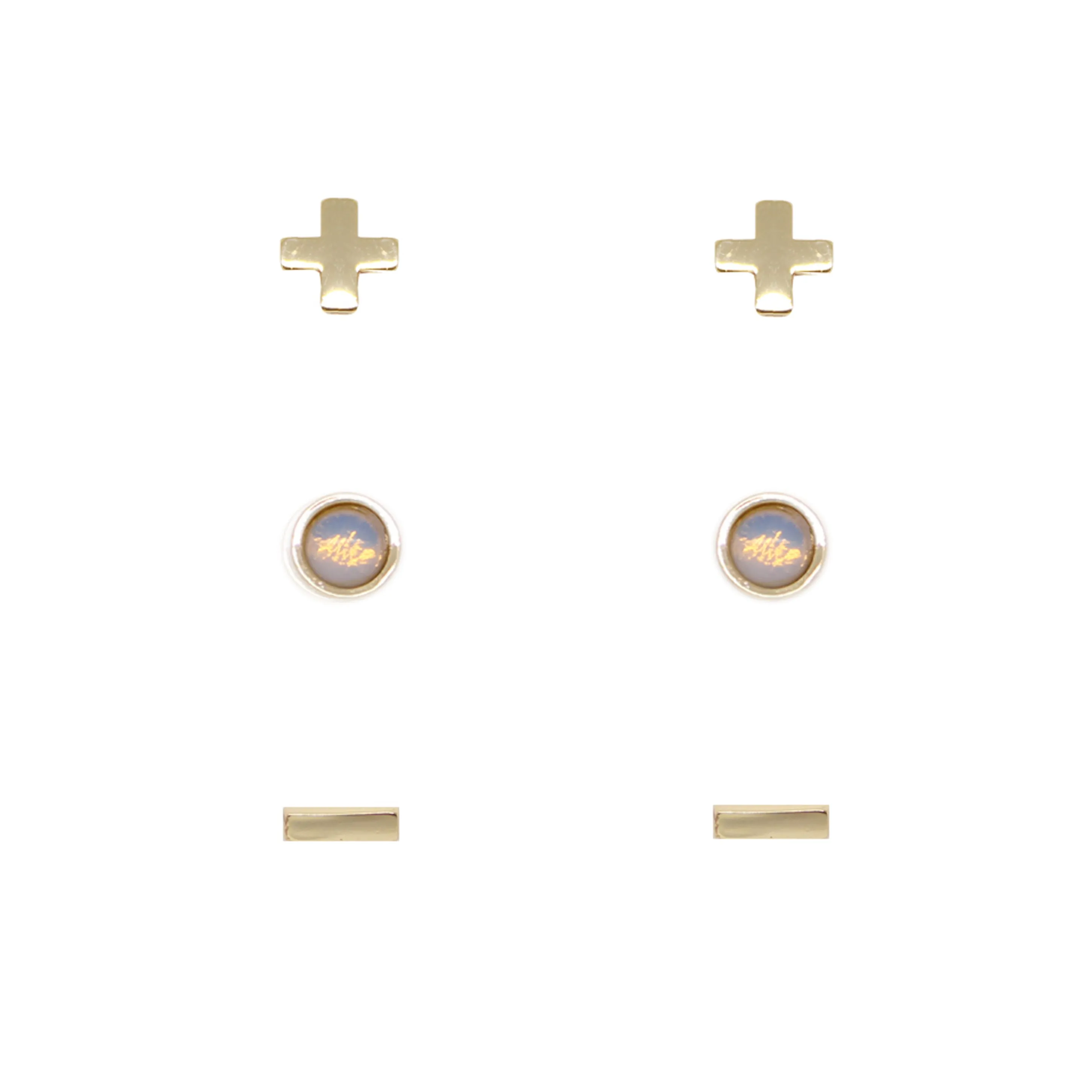 Opal & Gold Set of 3 Earrings