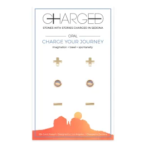 Opal & Gold Set of 3 Earrings