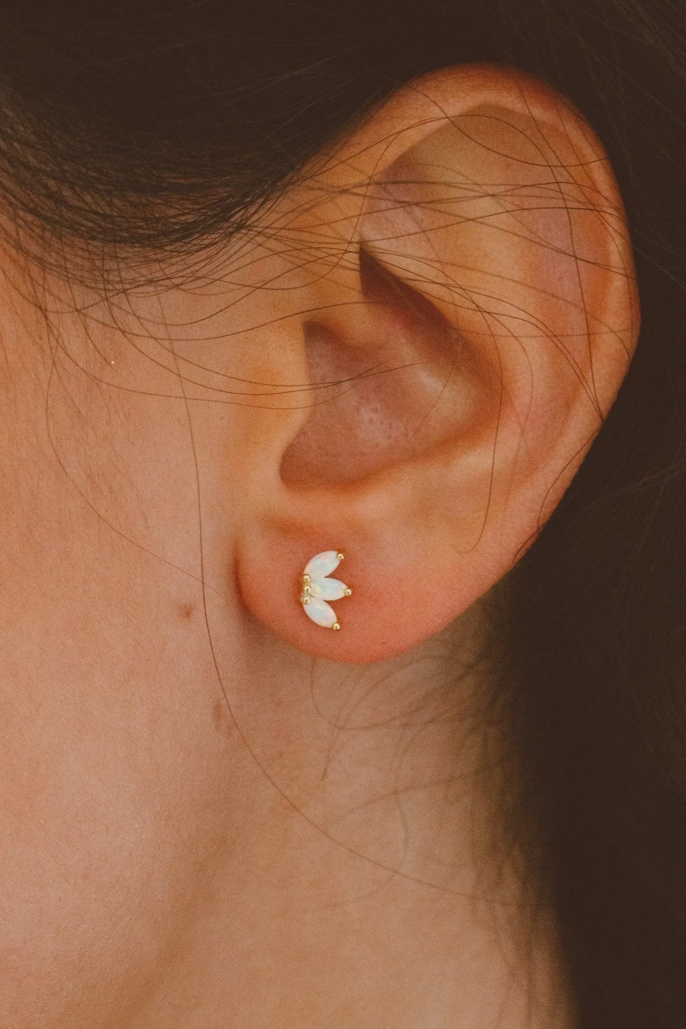 Opal Lotus Studs - Hypoallergenic