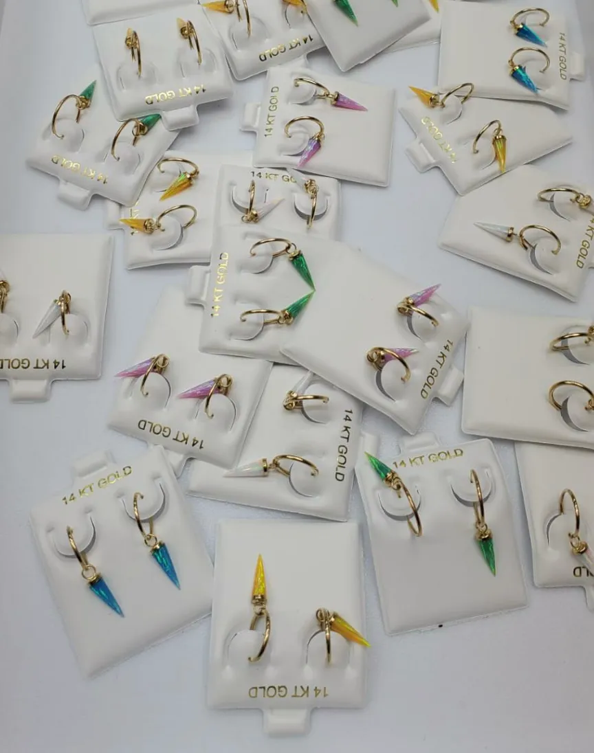 Opal Spike Hoop Earring