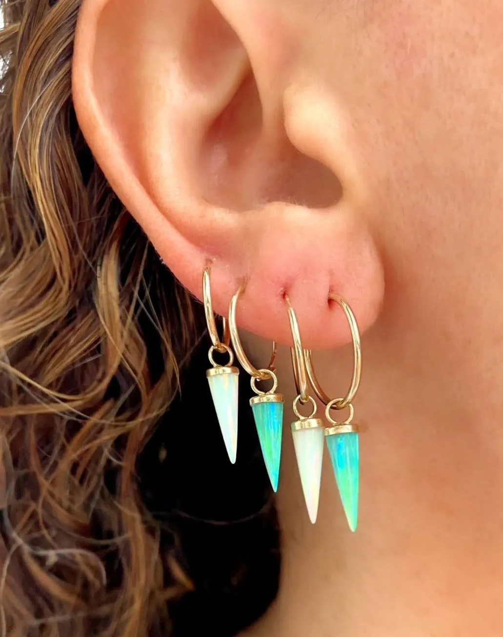 Opal Spike Hoop Earring