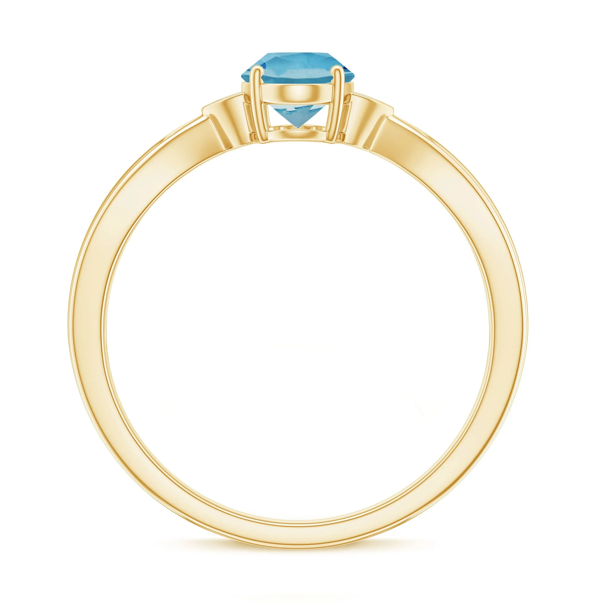 Oval Cut Real Aquamarine Solitaire Ring with Diamond