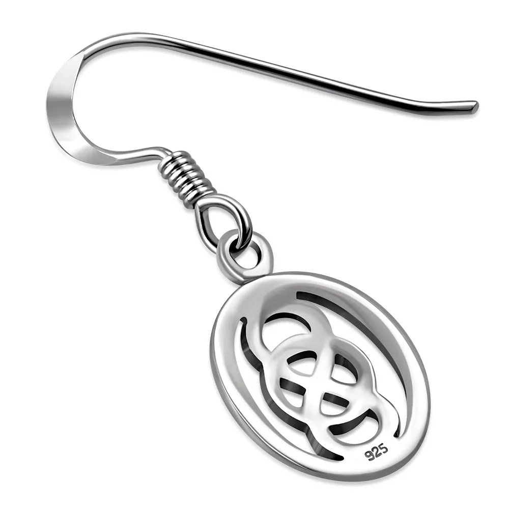Oval Plain Celtic Knot Silver Earrings