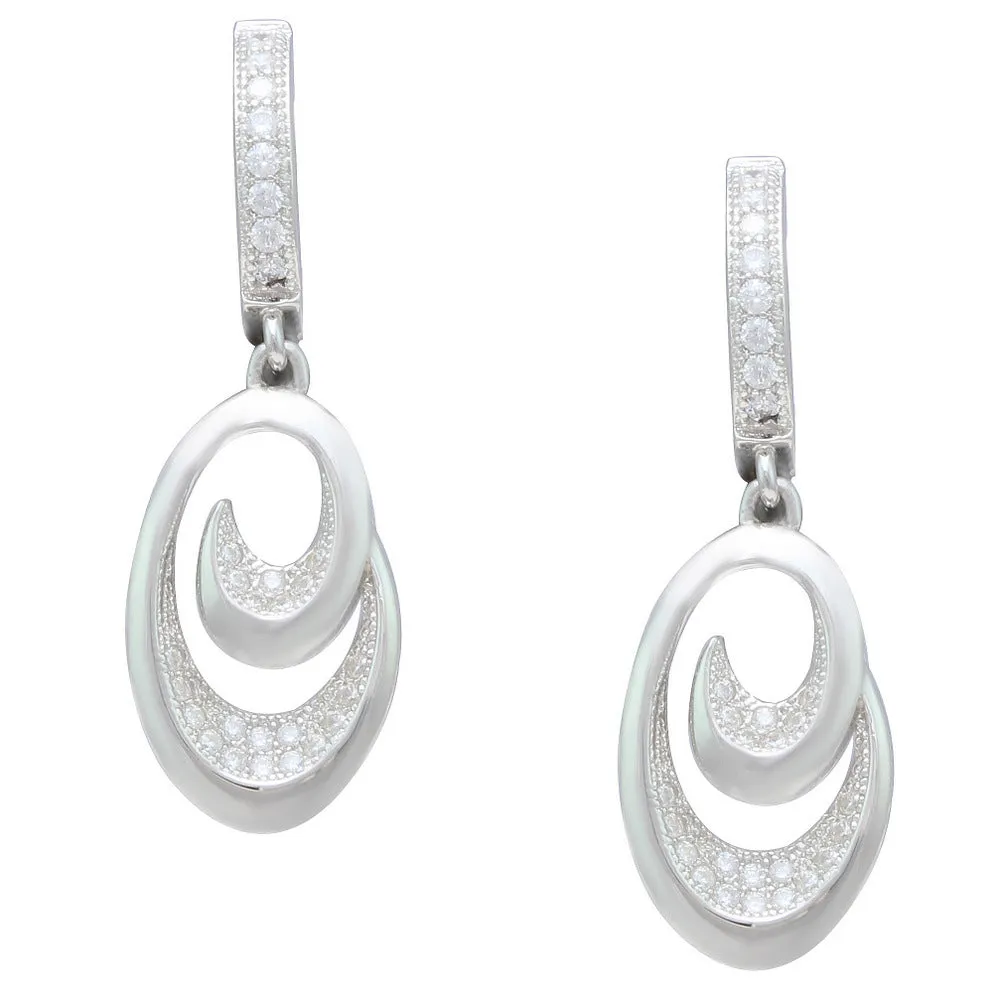 Oval Spiral CZ Earrings IJ15CSSER021