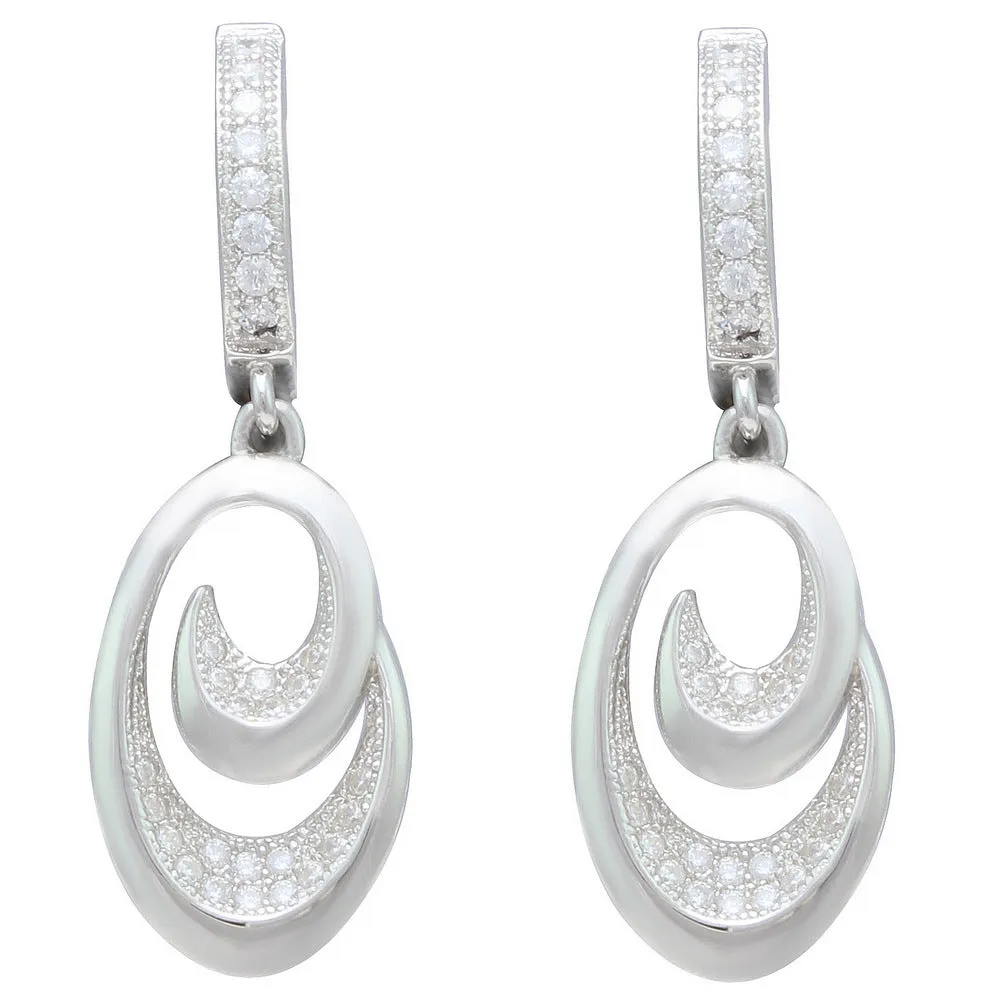Oval Spiral CZ Earrings IJ15CSSER021