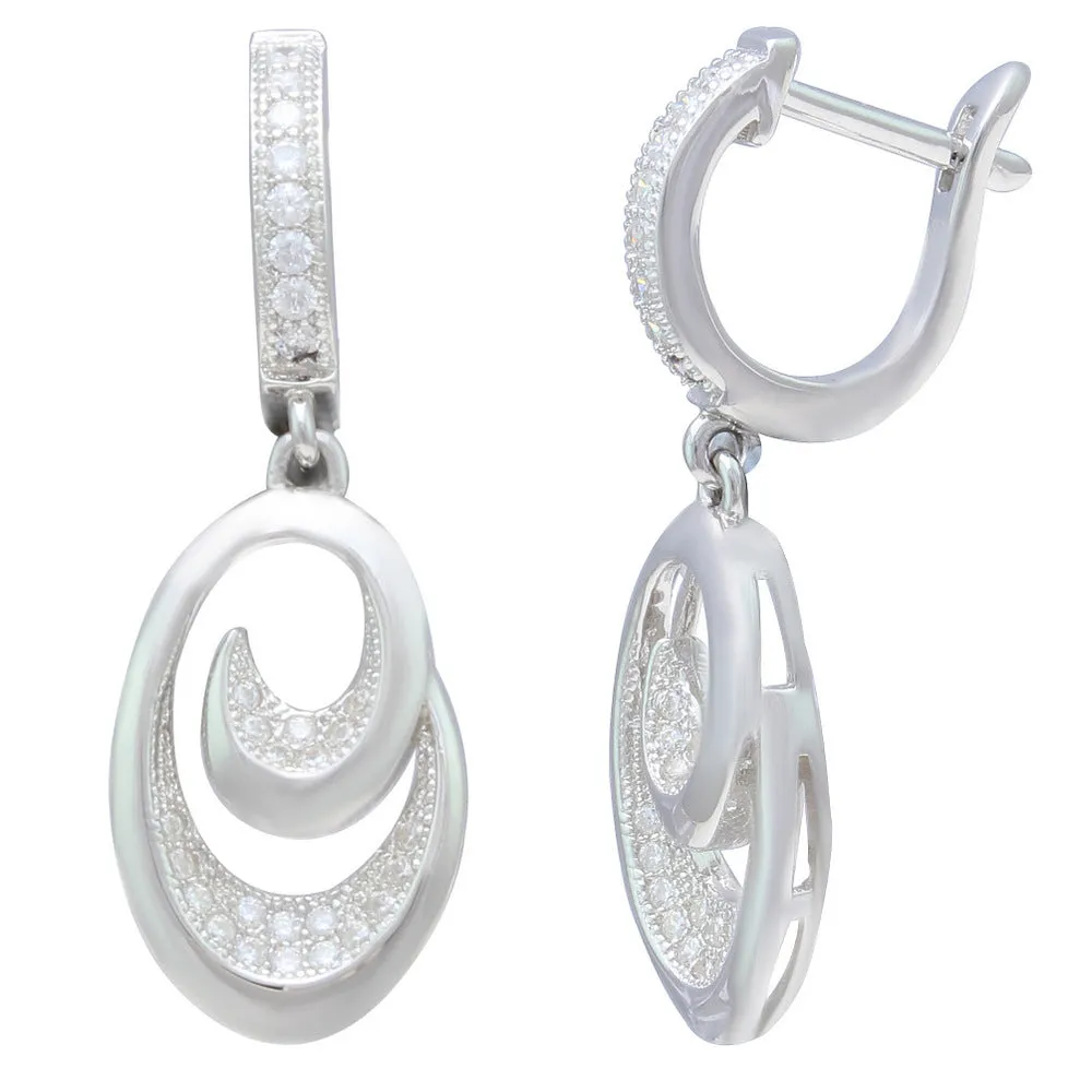 Oval Spiral CZ Earrings IJ15CSSER021