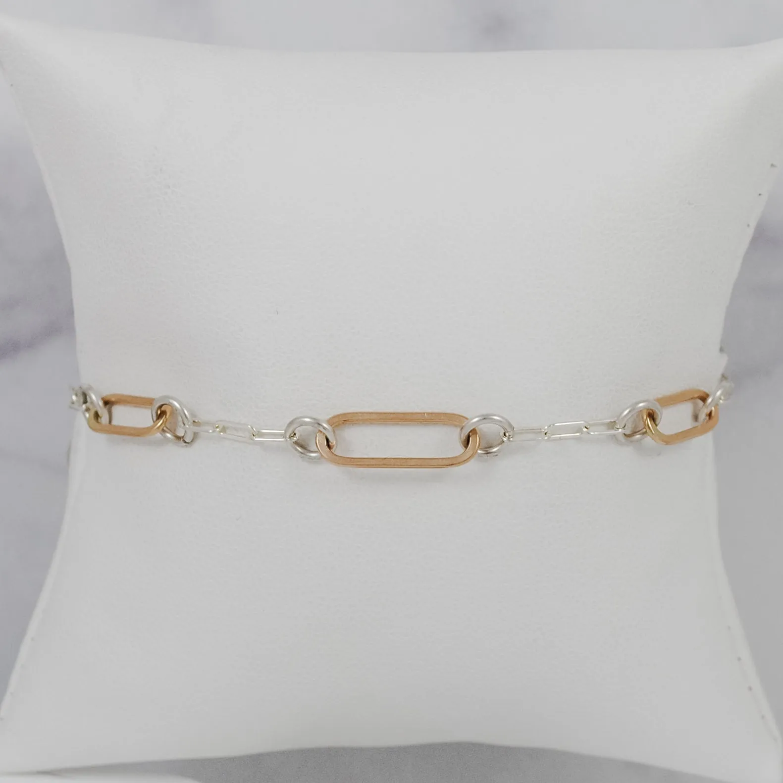 Paperclip Link Floating Bracelet - mixed metals