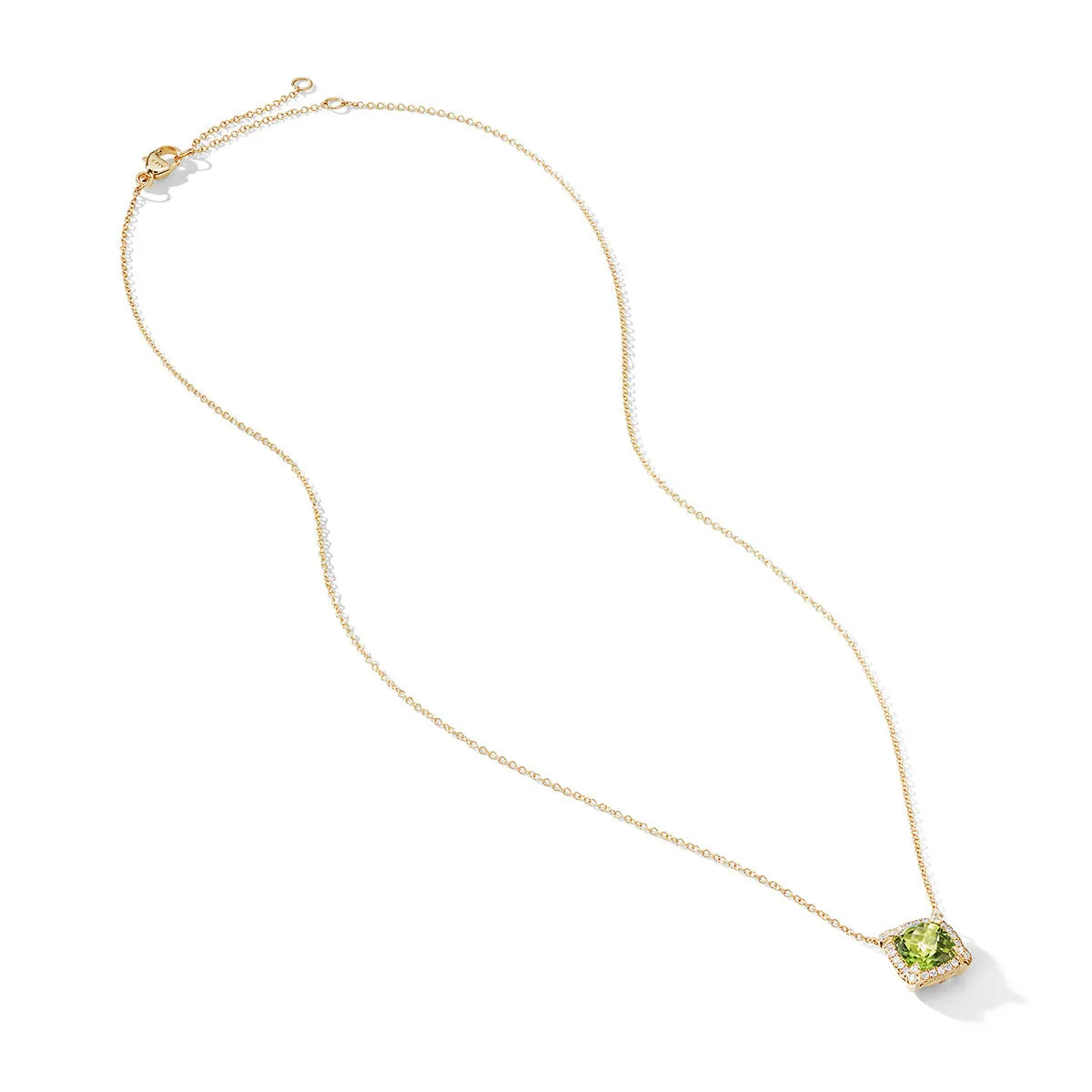Pave Bezel Pendant Necklace in 18K Yellow Gold with Peridot