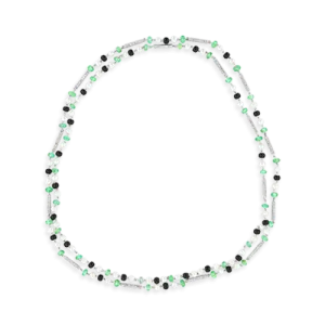 Pearl, Onyx, Emerald & Diamond Necklace