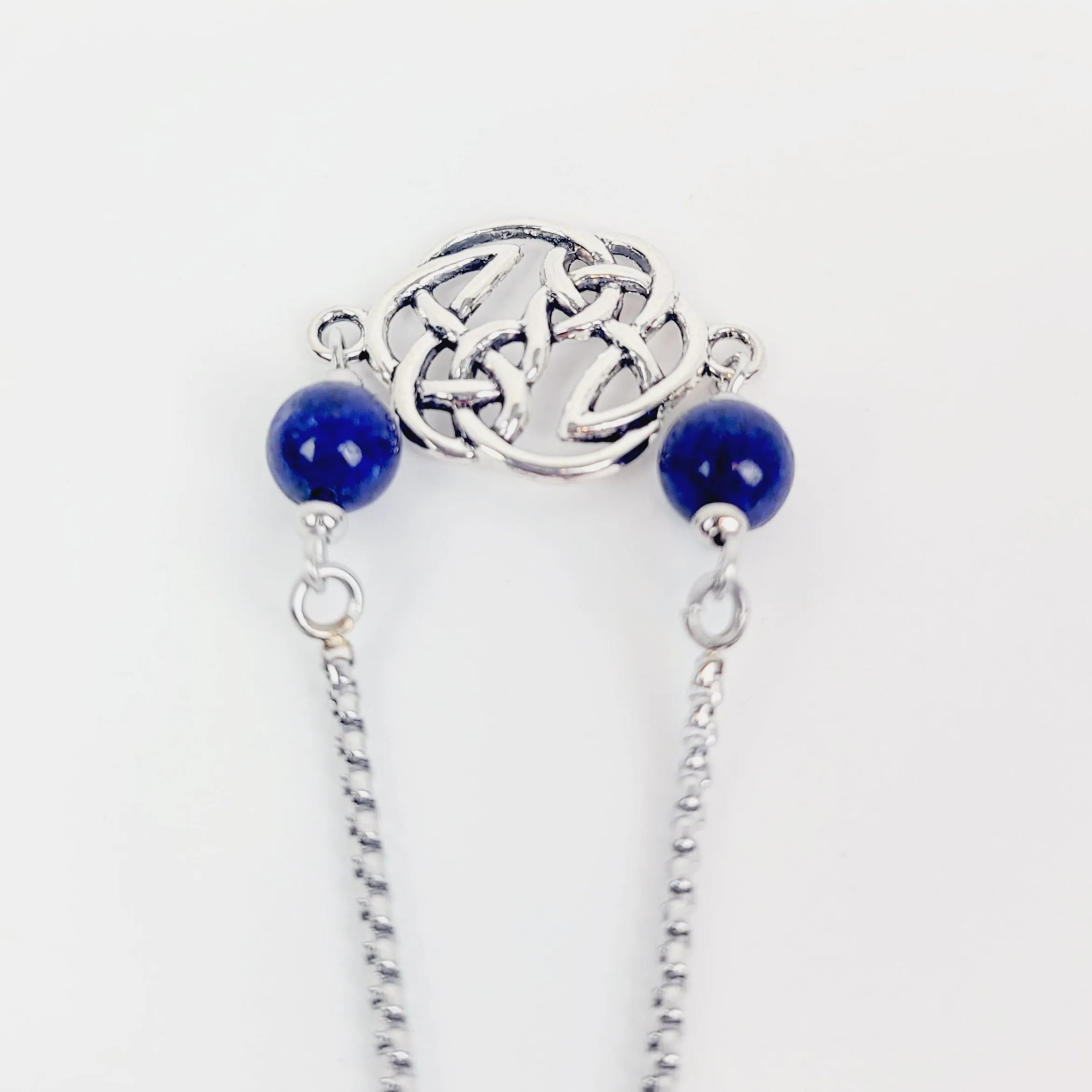 Penis Noose Chain Bracelet with Celtic Sheild Knot and Lapis Lazuli.