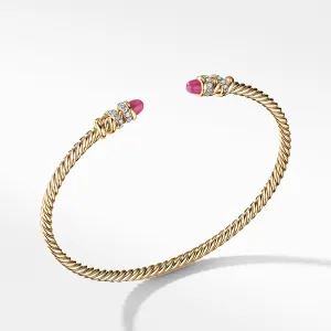 Petite Helena Open Bracelet in 18K Yellow Gold with Rubies and Diamonds