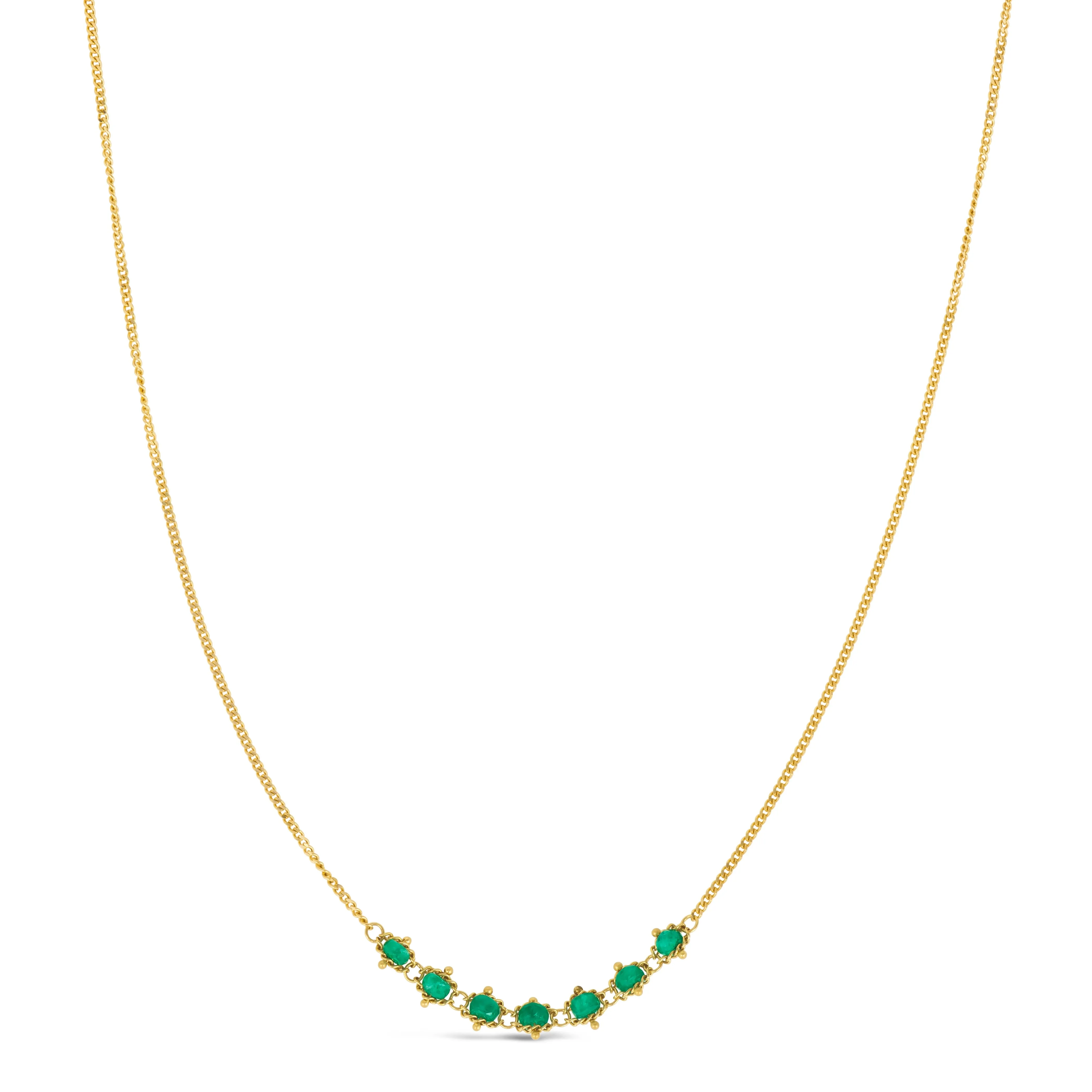 Petite Textile Row Necklace in Emerald