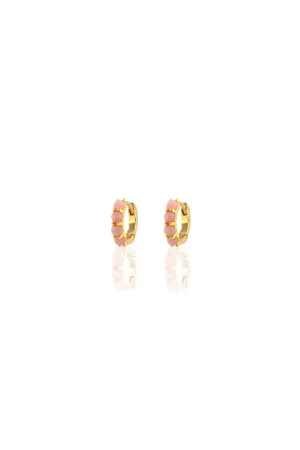 Pink Opal Huggie Hoop Earrings
