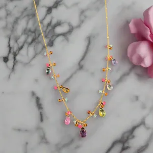 Pom Jewelry Mixed Gemstone Necklace In Gold Fill- PN983