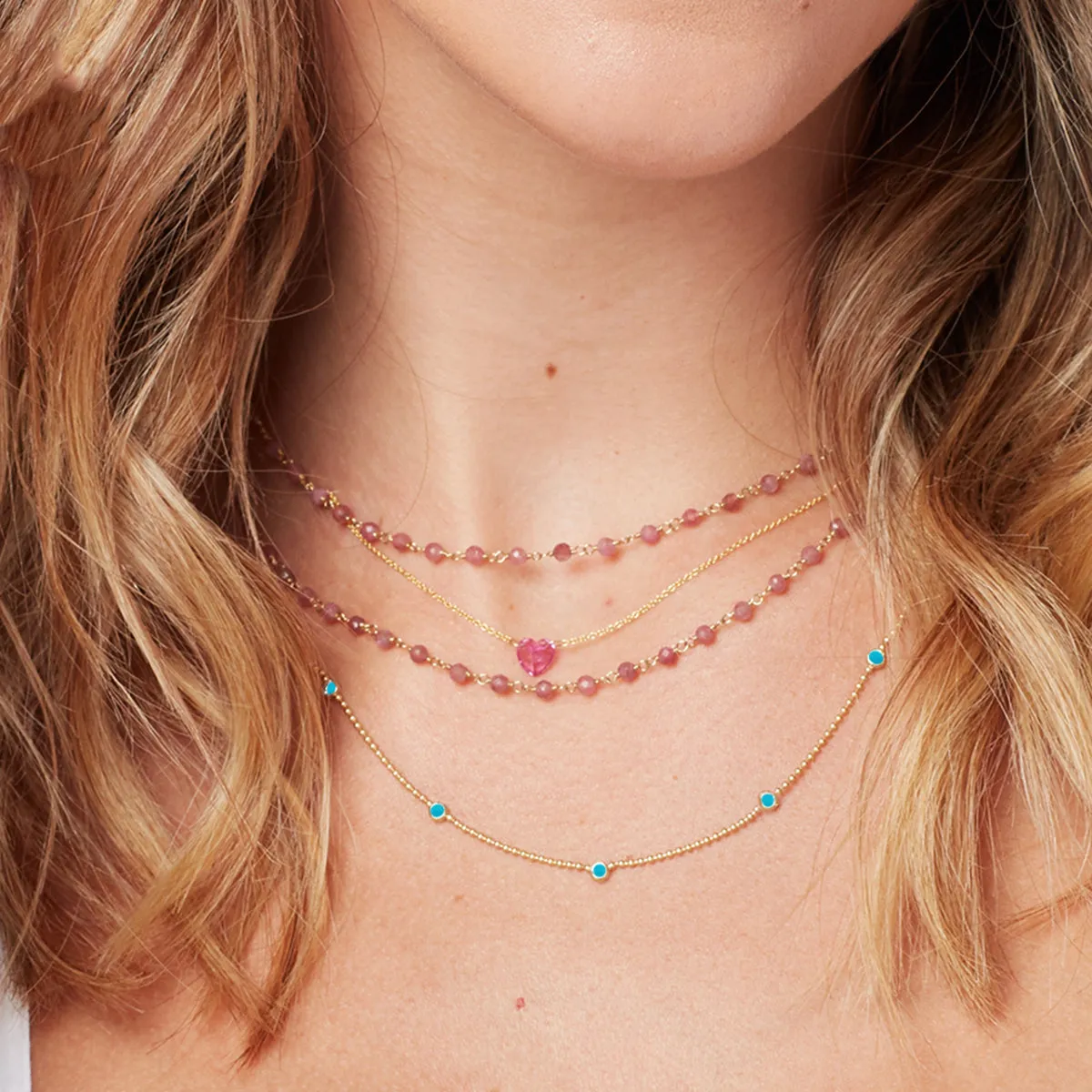 Quintet Birthstone Layering Necklace - Yellow Gold