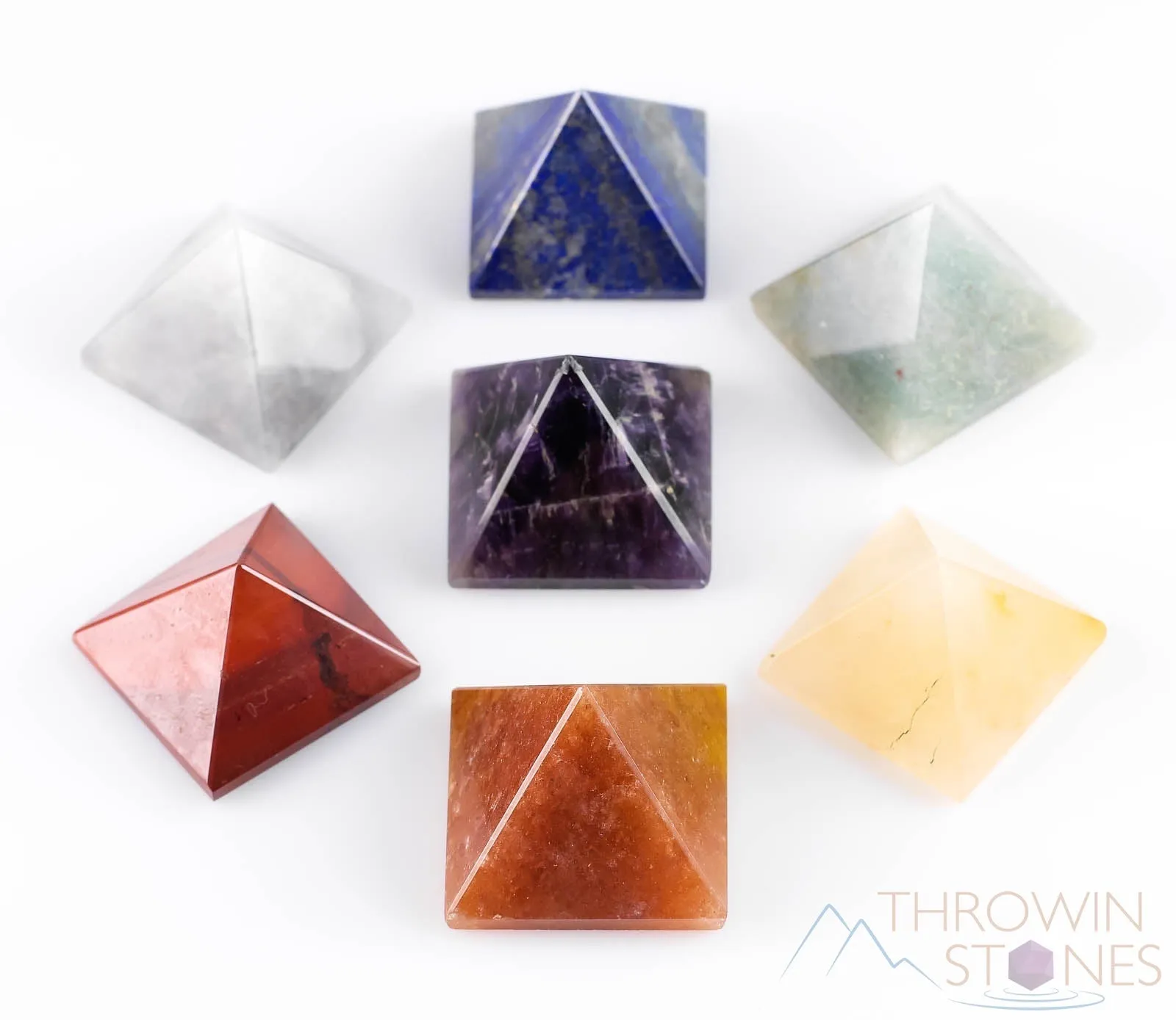Rainbow CHAKRA Crystal Pyramids - Chakra Stones, Crystal Set, Crystal Starter Kit, Self Care, Healing Crystals and Stones, E0867