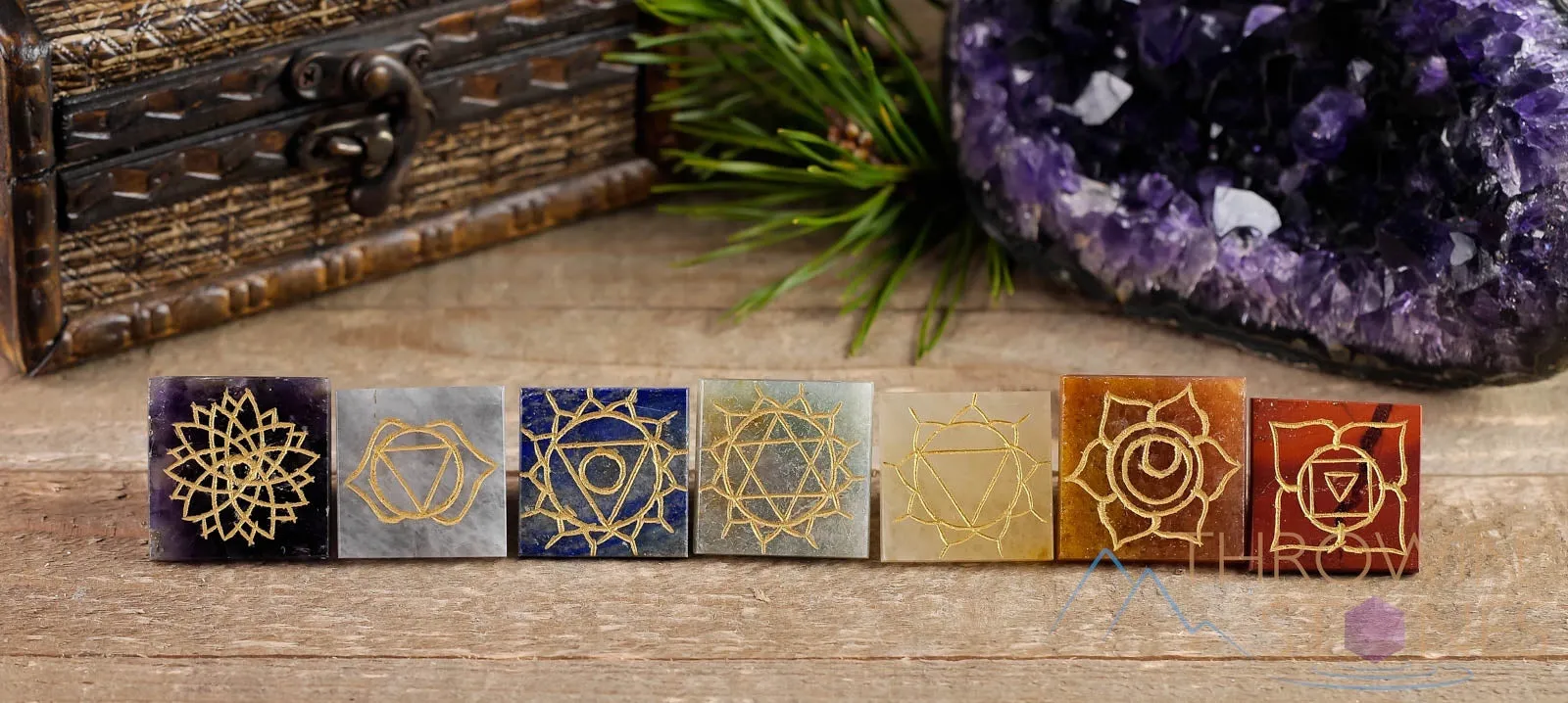 Rainbow CHAKRA Crystal Pyramids - Chakra Stones, Crystal Set, Crystal Starter Kit, Self Care, Healing Crystals and Stones, E0867