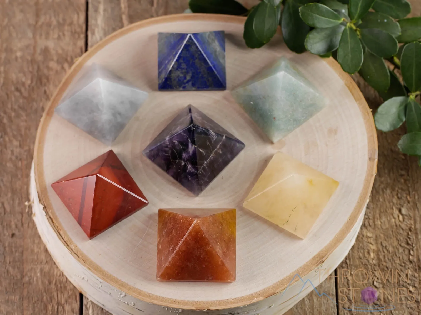 Rainbow CHAKRA Crystal Pyramids - Chakra Stones, Crystal Set, Crystal Starter Kit, Self Care, Healing Crystals and Stones, E0867