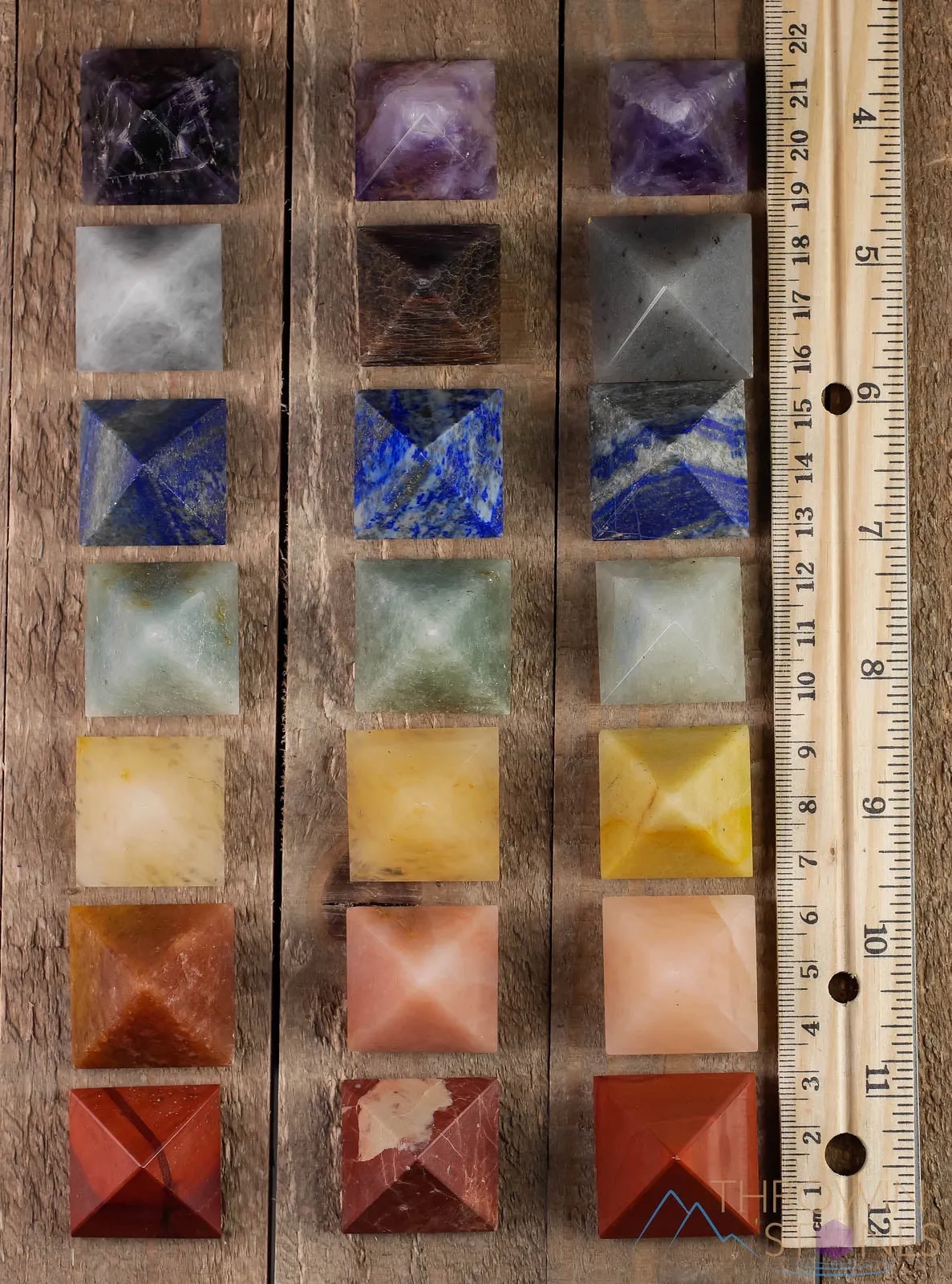 Rainbow CHAKRA Crystal Pyramids - Chakra Stones, Crystal Set, Crystal Starter Kit, Self Care, Healing Crystals and Stones, E0867